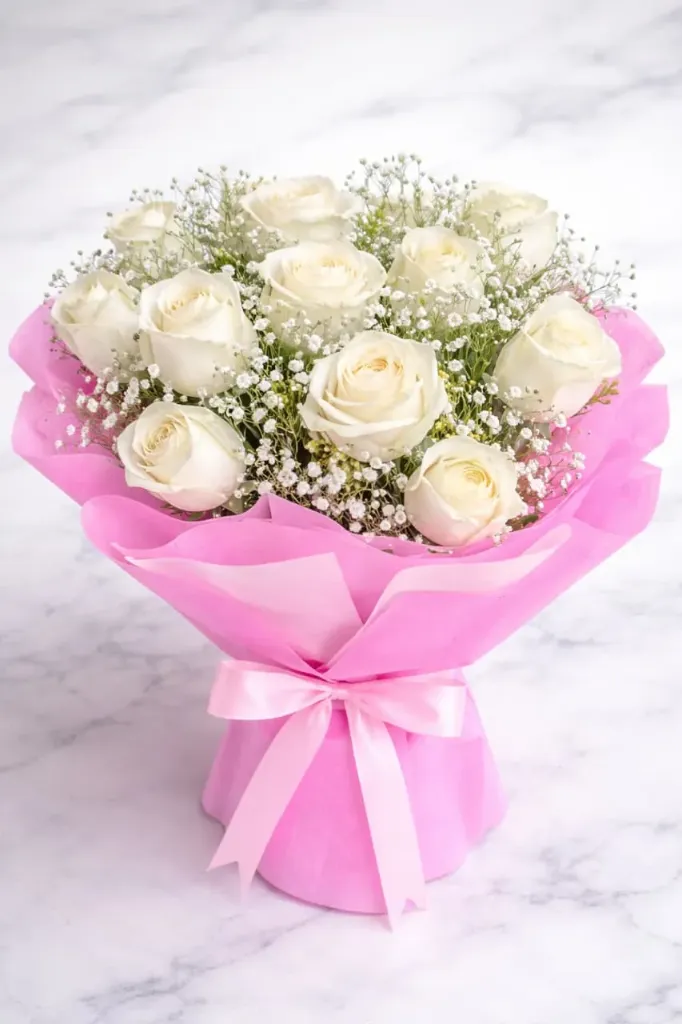 Elegant White Roses Bouquet