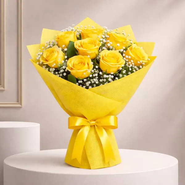 Pure 8 Yellow Roses Bouquet