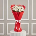 10 White Gerbera Flowers Bouquet