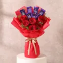 Red Roses Bouquet With Dairy Milk Chocolates