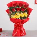 Red Roses Bouquet & Ferrero Rocher Chocolates