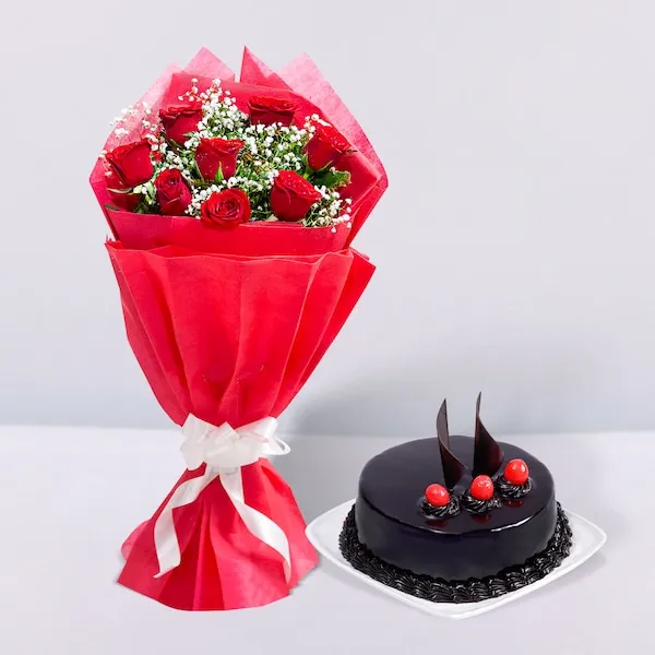 Red Roses & Chocolate Cake