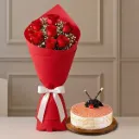 7 Red Roses Bouquet with Butterscotch Cake